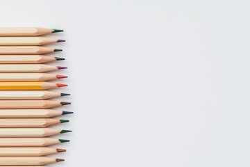 Obraz premium Colorful Pencils Arranged on White Background