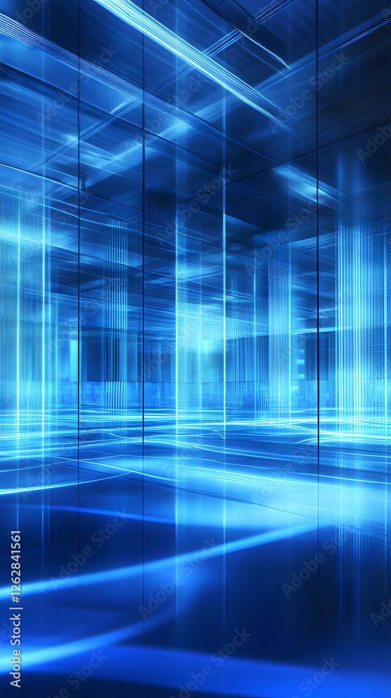 Wall mural abstract and colorful image of a large data center vertical - blue background