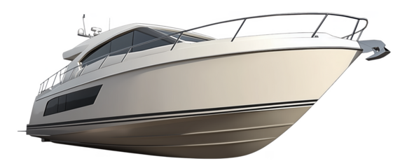 Isolated boat side profile view, detailed texture, transparent background