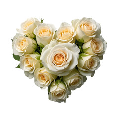 Obraz premium white rose in heart shaped on transparent background