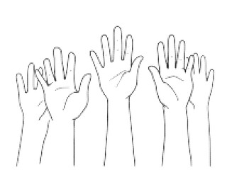 Raised Hands in Halftone Illustration