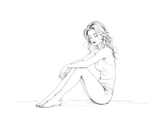 Seated Woman in Halftone Art Style