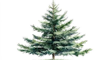 Fototapeta premium Watercolor Spruce Tree Illustration, Isolated on White Background