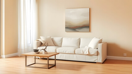 Modern living room with wooden furniture