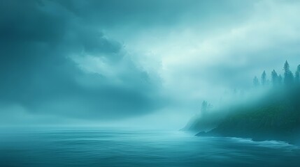 Secluded island serenity tranquil blue ocean vista with deep blue water and clear sky