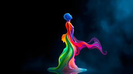 Rainbow Flame and human shape