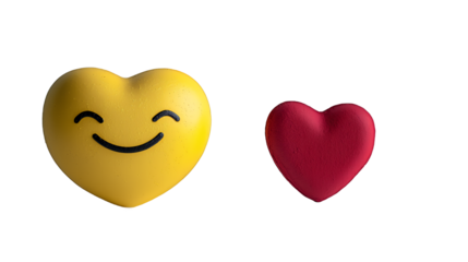 a yellow smiley face and a red smiley face on a transparent background, PNG image, PNG file, Generative art.