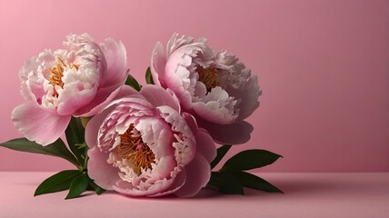 Obraz premium Pink Peonies on a Bright Pink Background - Mother's Day Concept