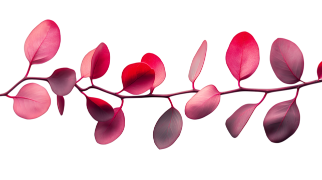 a branch with red flowers and leaves on a transparent background, PNG image, PNG file, Generative art. - Powered by Adobe