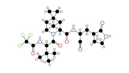 atilotrelvir molecule, structural chemical formula, ball-and-stick model, isolated image antiviral agent