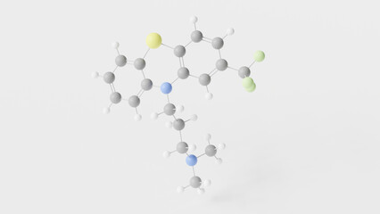 triflupromazine molecule 3d, molecular structure, ball and stick model, structural chemical formula antipsychotics