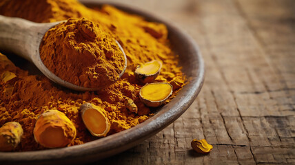 "Turmeric Powder in a Bowl: Culinary Uses and Health Benefits"