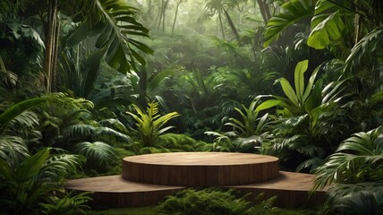 Fototapeta premium Natural Podium, Product Display, Tropical Forest Background