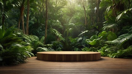 Fototapeta premium Natural Podium, Product Display, Tropical Forest Background