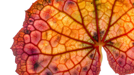 a red and yellow autumn leaf against a transparent background, PNG image, PNG file, Generative art.