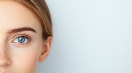 Naklejka premium Elegant Woman with Flawless Makeup and Striking Blue Eyes