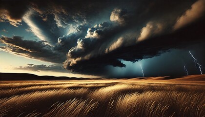 Storm Over Golden Fields – Dramatic Landscape
