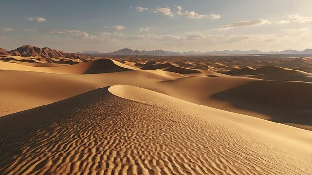 3D Render, Minimalist Desert Landscape with Golden Frame