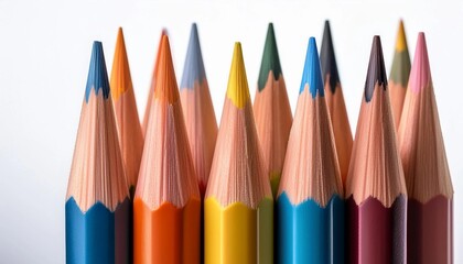 colored pencils on white background