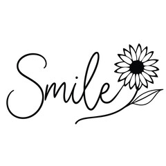 A minimalist line art design featuring the word 'Smile' 