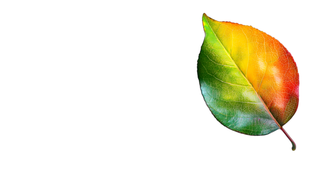 a green and yellow leaf against a transparent background, PNG image, PNG file, Generative art. - Powered by Adobe