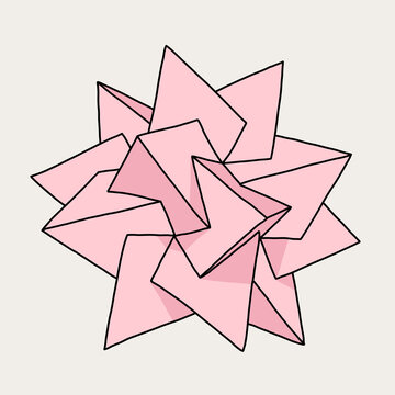 Pink Paper Origami Geometric Star