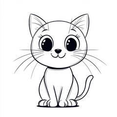 Obraz premium Cute and playful cartoon cat illustration with big eyes, perfect for pet lovers. isolated on white background.