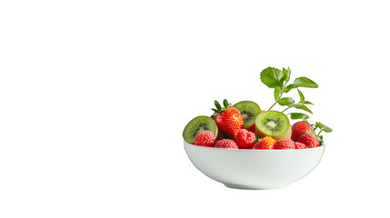 a white bowl filled with lots of fresh fruit PNG image, PNG file, Generative art.
