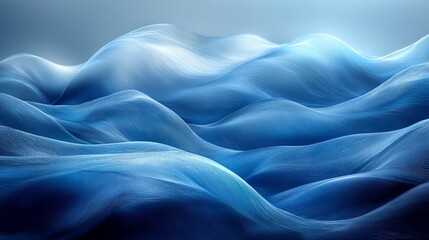 Obraz premium Abstract blue waves, flowing smoothly, serene background, ideal for website banners