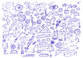  Doodle school hand draw ballpoint pen, isolated on white