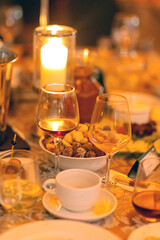 Table at the wedding reception, wedding atmosphere