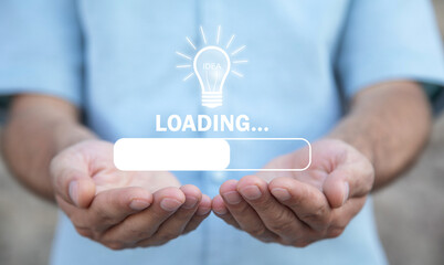 Idea loading concept with light bulb. Progress, creativity for business idea