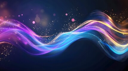 Fototapeta premium Colorful Abstract Waves of Light in Vibrant Shades and Sparkles