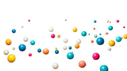 many colored balls and balloons floating in the air against a transparent background, PNG image, PNG file, Generative art.
