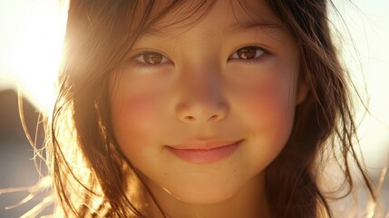 Fototapeta premium Serene Close-Up of a Person with Expressive Features and Warm Light