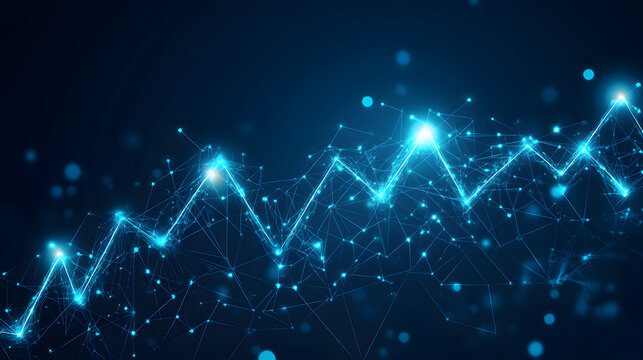 Abstract Futuristic Data Network Graph Showing Growth and Connectivity - Powered by Adobe