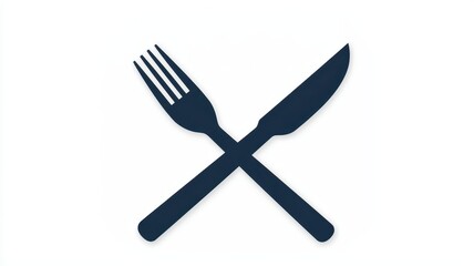 Crossed fork and knife icon, symbolizing dining and food service.
