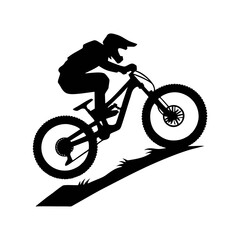 Fototapeta premium logo bike downhill enduro freeride silhouette black icon on white background