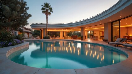 swimming pool at night