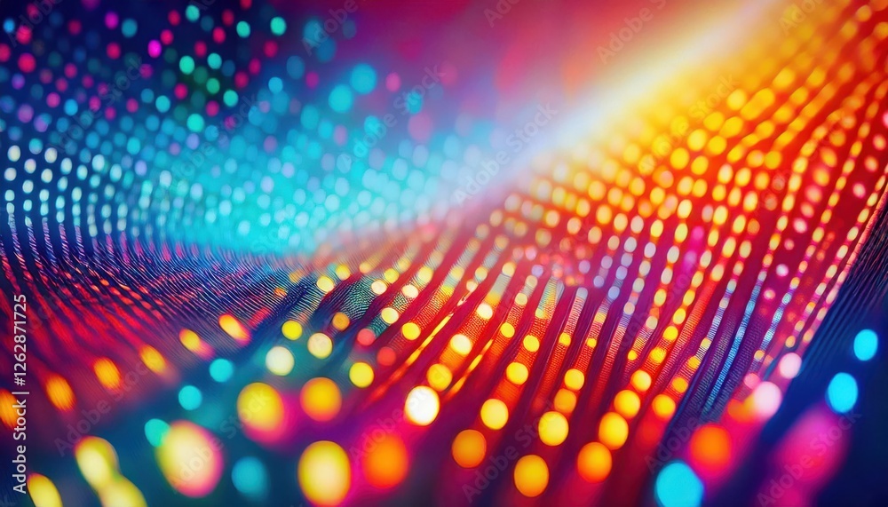 Poster dynamic colorful led light pattern in abstract wave design for modern digital art, background, and v