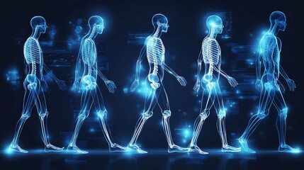 Dynamic display of human skeletal walking