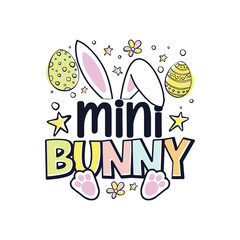 Naklejka premium Easter Sunday mini cute bunny design, Happy Easter Sunday cute bunny family design