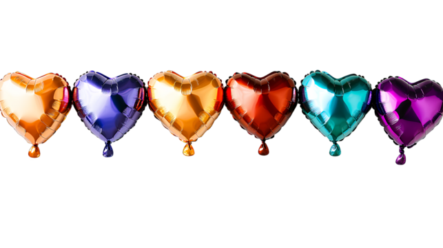 colorful balloons in the shape of a heart on a transparent background, PNG image, PNG file, Generative art.