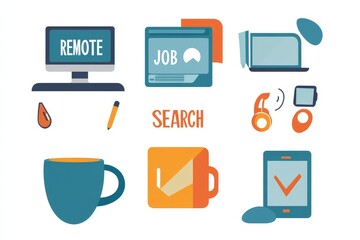 Icons for Remote Job Search Process
