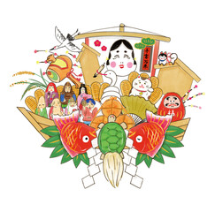 熊手　縁起物のイラスト