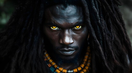 Obraz premium Photo of an African man with long hair, wearing traditional African 