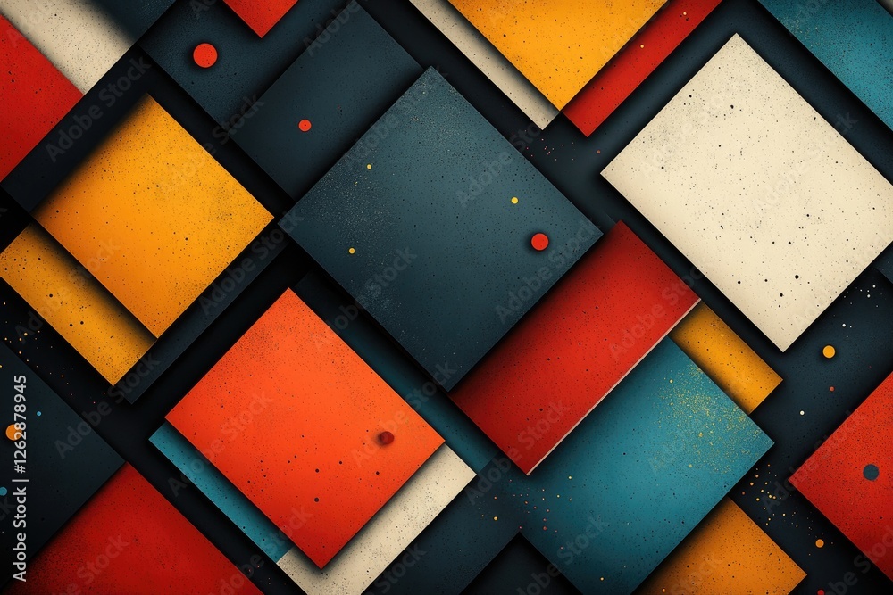 Poster Colorful squares and circles creating modern abstract background