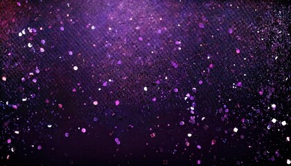 Obraz premium purple glitter explosion on black background, shimmering confetti texture, festive abstract sparkle for party design