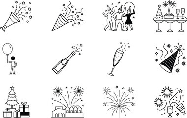 Celebration Icons Party, Festive, New Year, Birthday, Fireworks