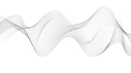 Digital energy waves technology concept. Modern backdrop design for business, presentation, Gray wave curve lines abstract background with flowing particles.